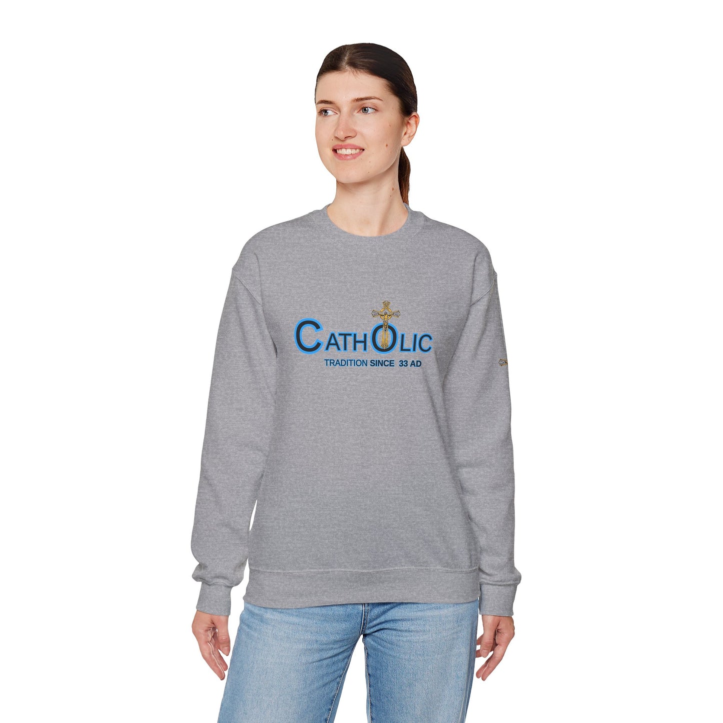 Catholic Crewneck Sweatshirt – "Tradition Since 33 AD" Religious Pullover ((CT)