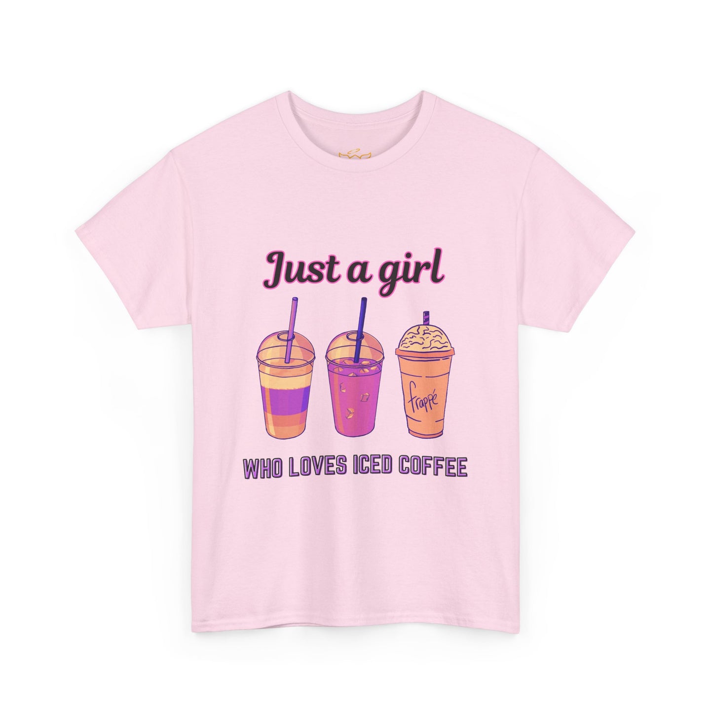 Coffee Lover Cotton Tee - Just a Girl Who Loves Iced Coffee