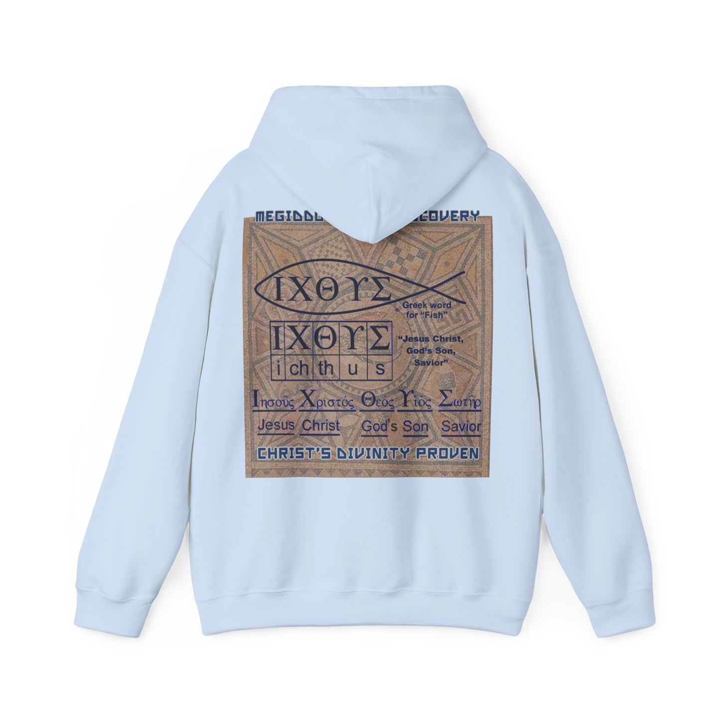 Megiddo Mosaic Souvenir Unisex Hoodie - Catholic Faith Souvenir Hoodie, Christian Vintage Hoodie, MMD.