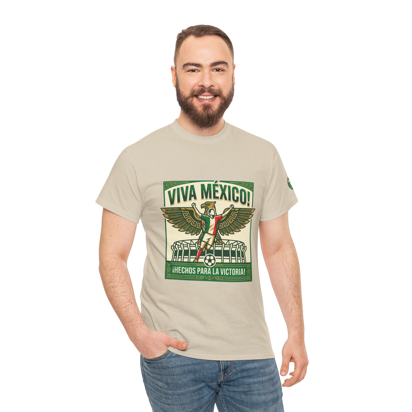 Viva México Soccer Tee — Patriotic Mexican Eagle Design (Hechos Para la Victoria)