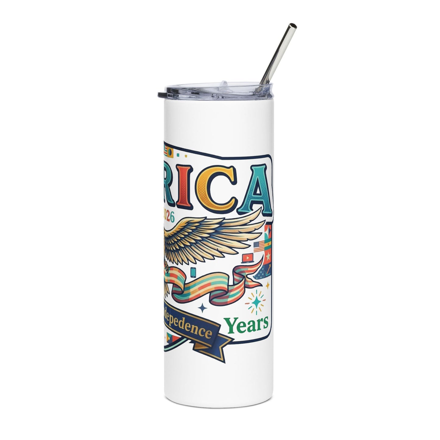 USA 250th ANNIVERSARY Patriotic 20oz Stainless Tumbler — "America 250 Years" Eagle Travel Tumbler - Trending Novelties & Gifts