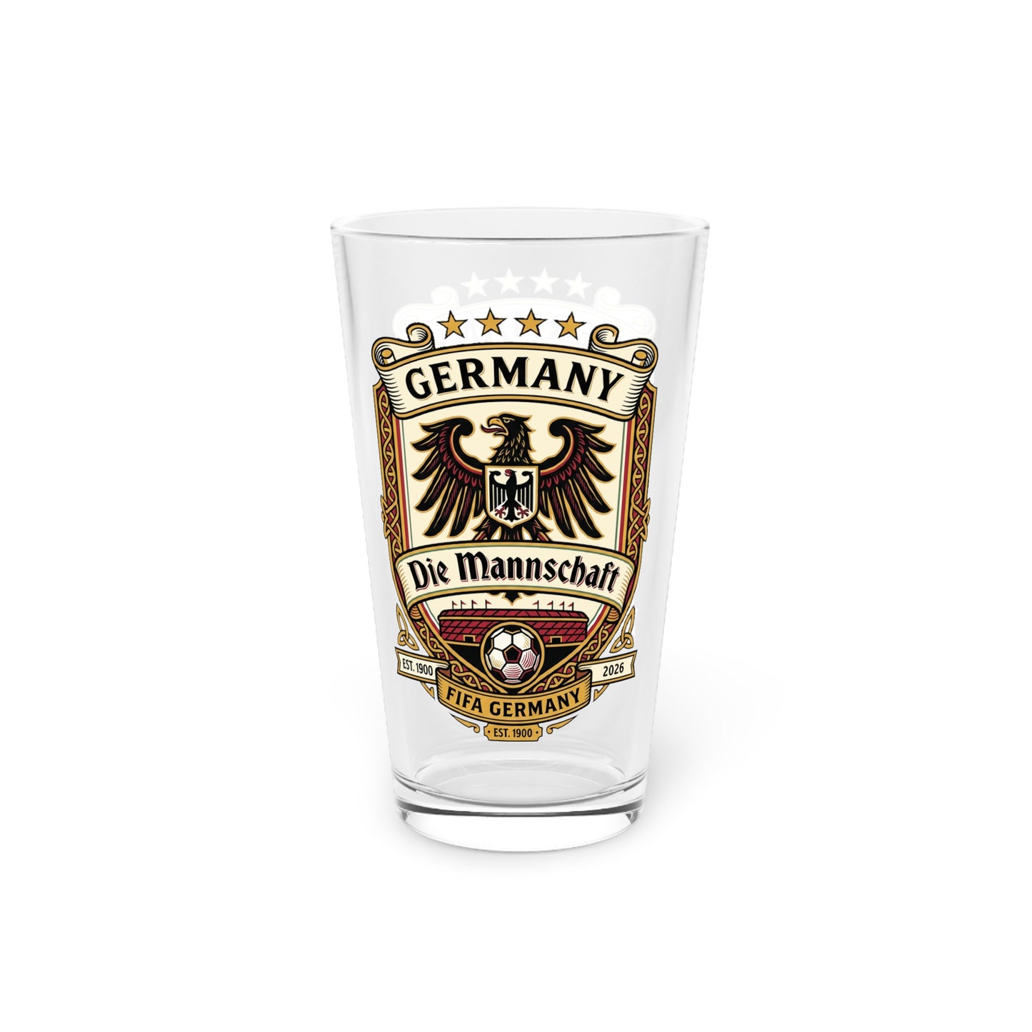 Germany Soccer Crest Pint Glass — Germany Soccer 'Die Mannschaft'  Beer Glass