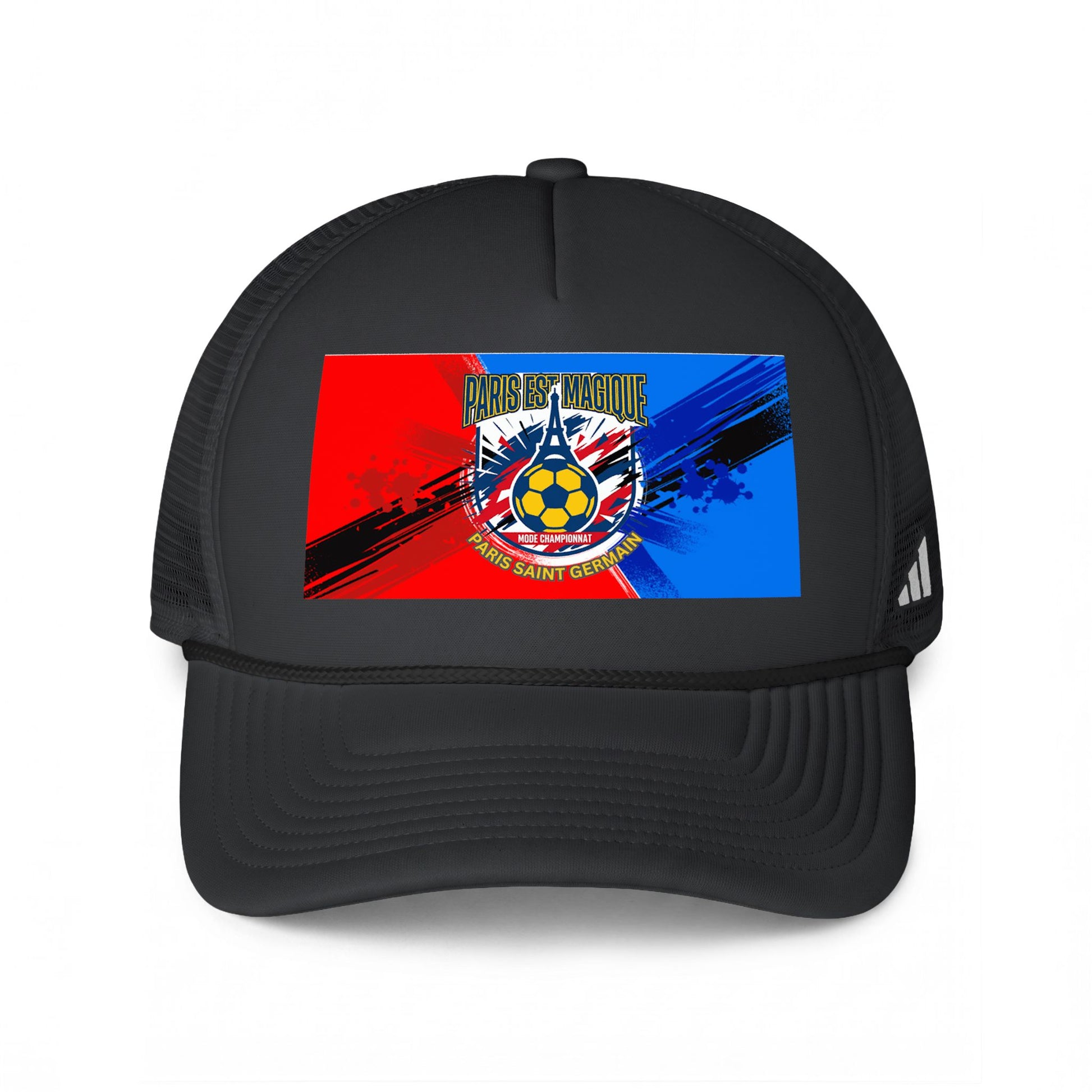 PSG Soccer Fans Crest Trucker Hat – Red, Blue and White Football Cap - Trending Novelties & Gifts