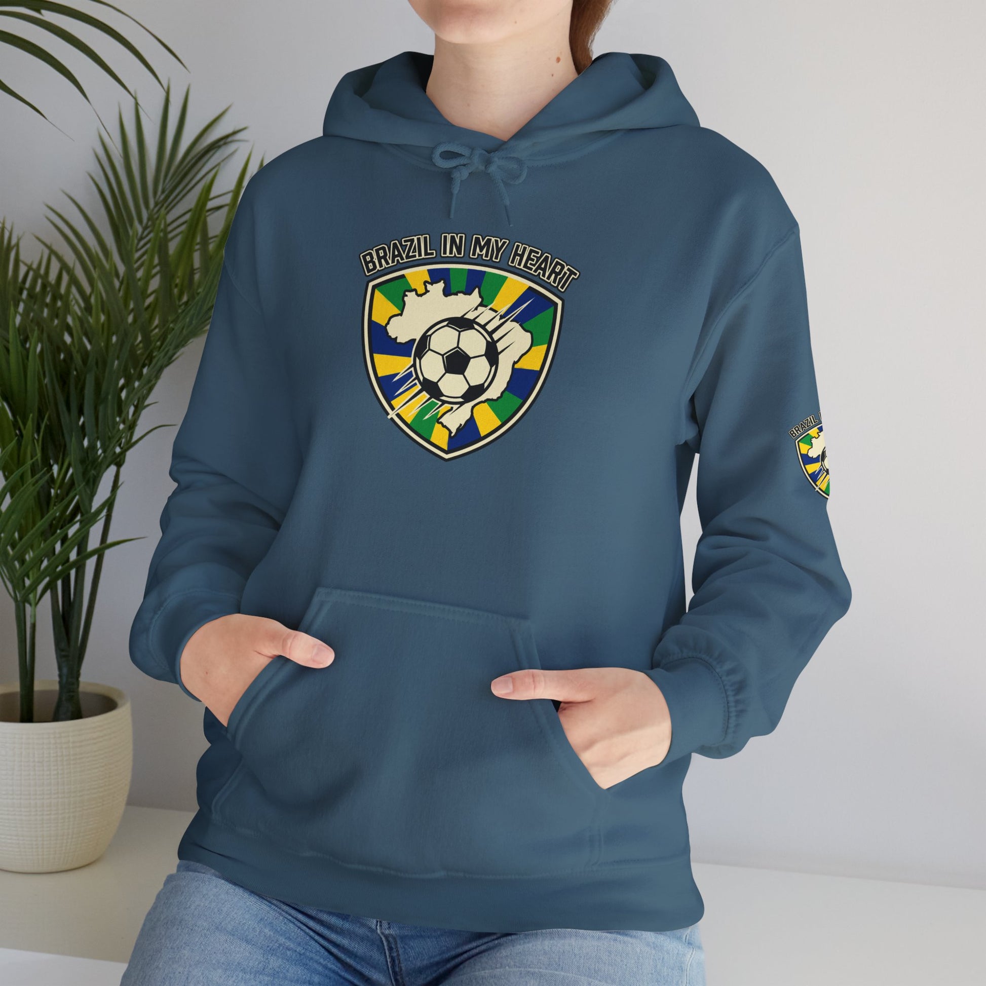Brazil Pride Shield Soccer Hoodie | Brazil retro soccer hoodie - Trending Novelties & Gifts