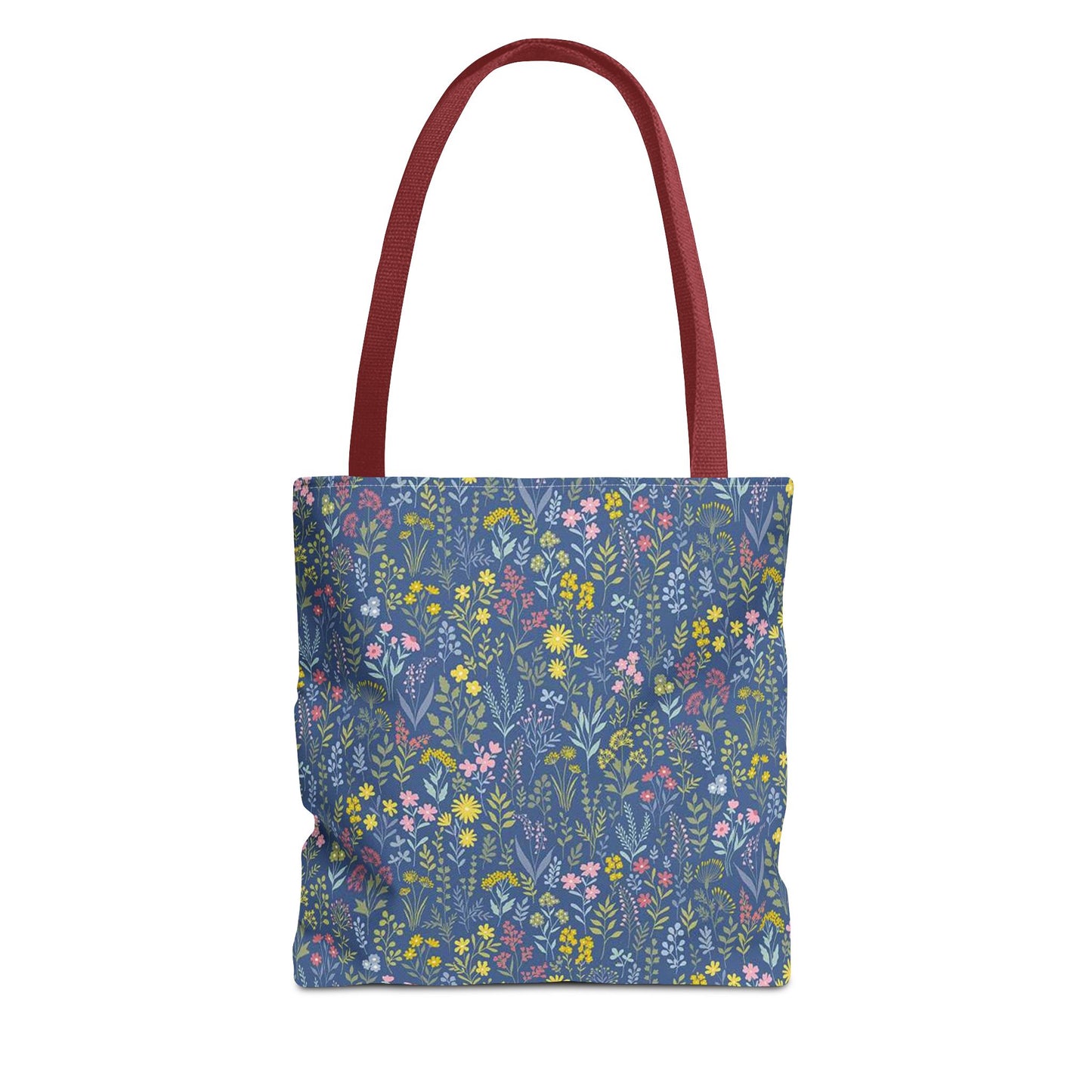 Wildflower Meadow Tote Bag — Blue Floral All-Over Print Eco Tote (summer)