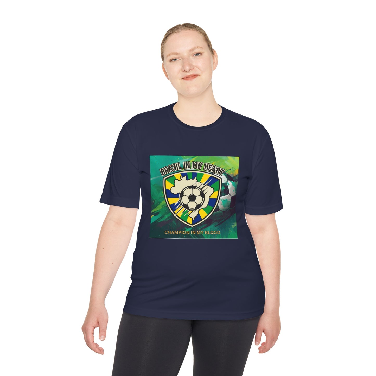 Brazil In My Heart Soccer Tee — Champion In My Blood Moisture-Wicking Shirt - Trending Novelties & Gifts