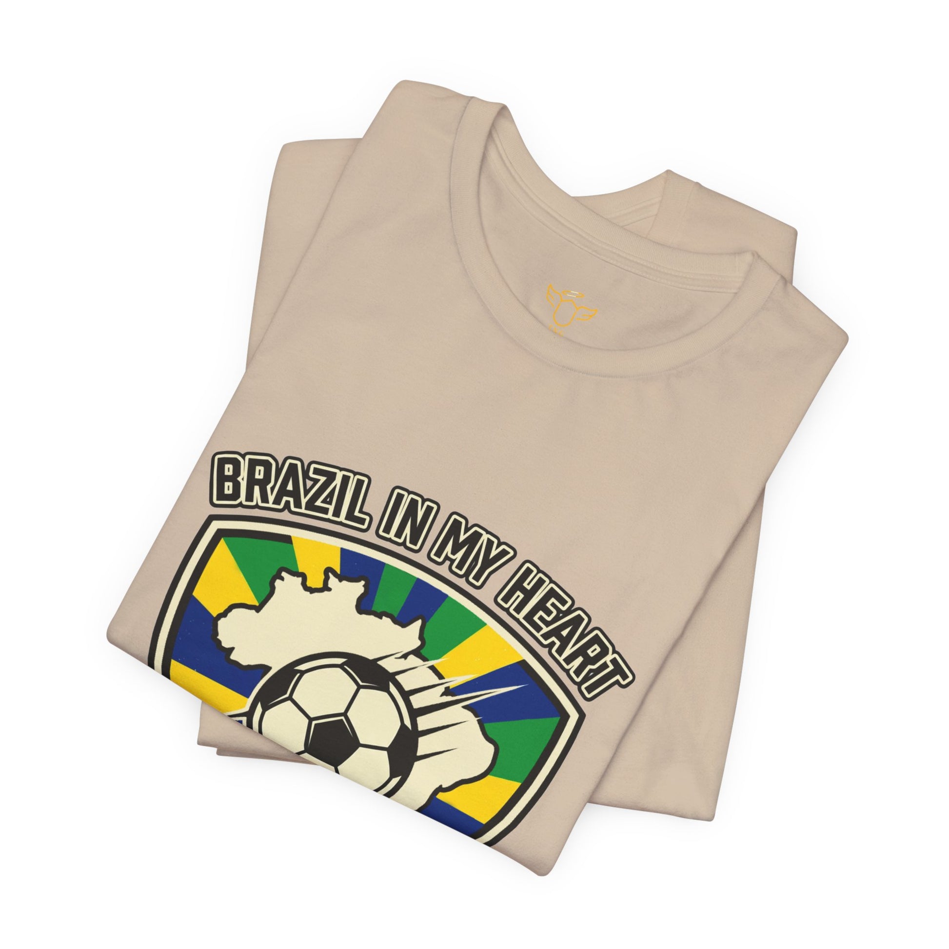 Brazil in My Heart Soccer Crest Tee | country pride, retro soccer - Trending Novelties & Gifts