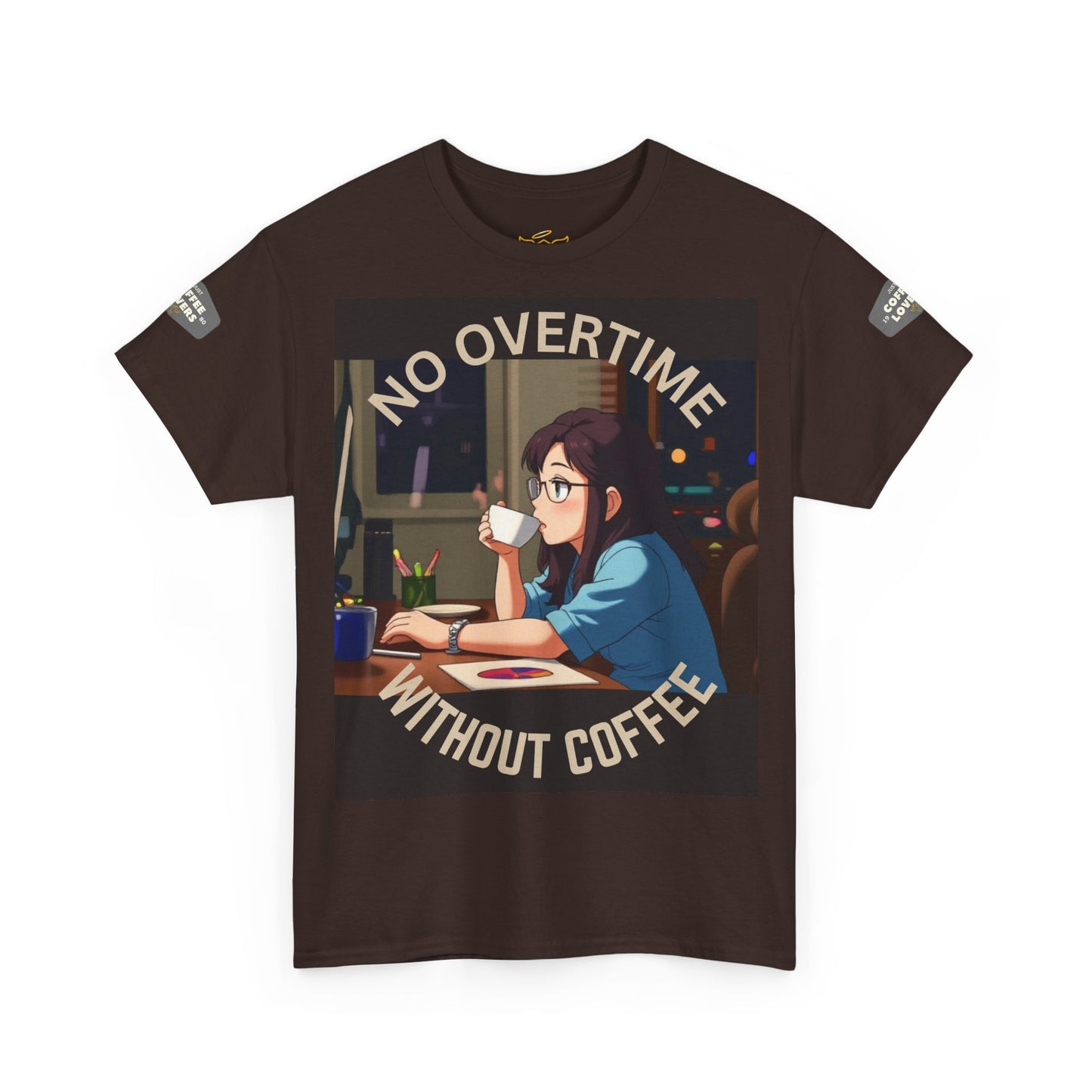 Coffee Lover's T-Shirt - 'No Overtime Without Coffee'