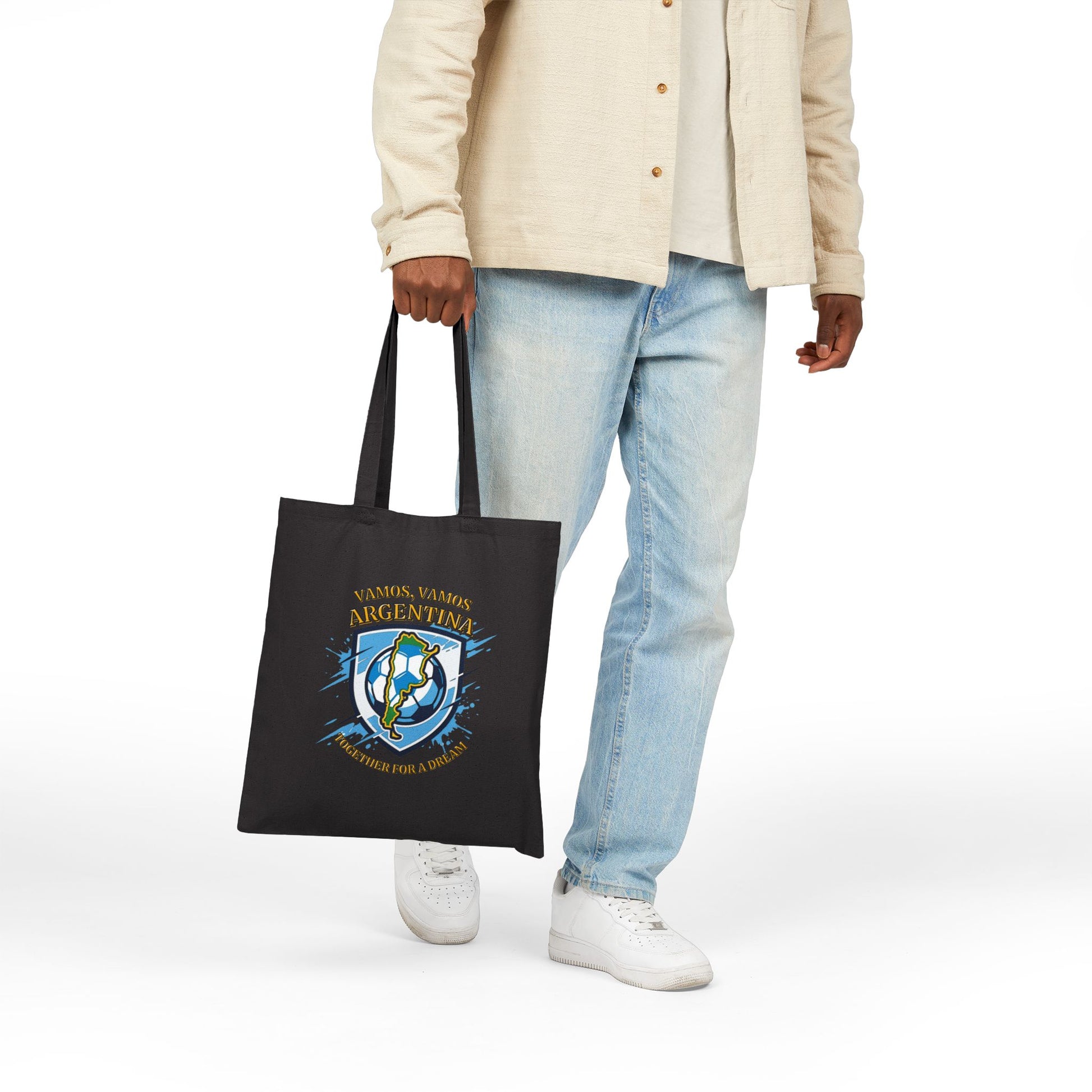 Argentina Soccer Tote Bag – 'Vamos, Vamos Argentina' Canvas Grocery & Game Day Tote - Trending Novelties & Gifts