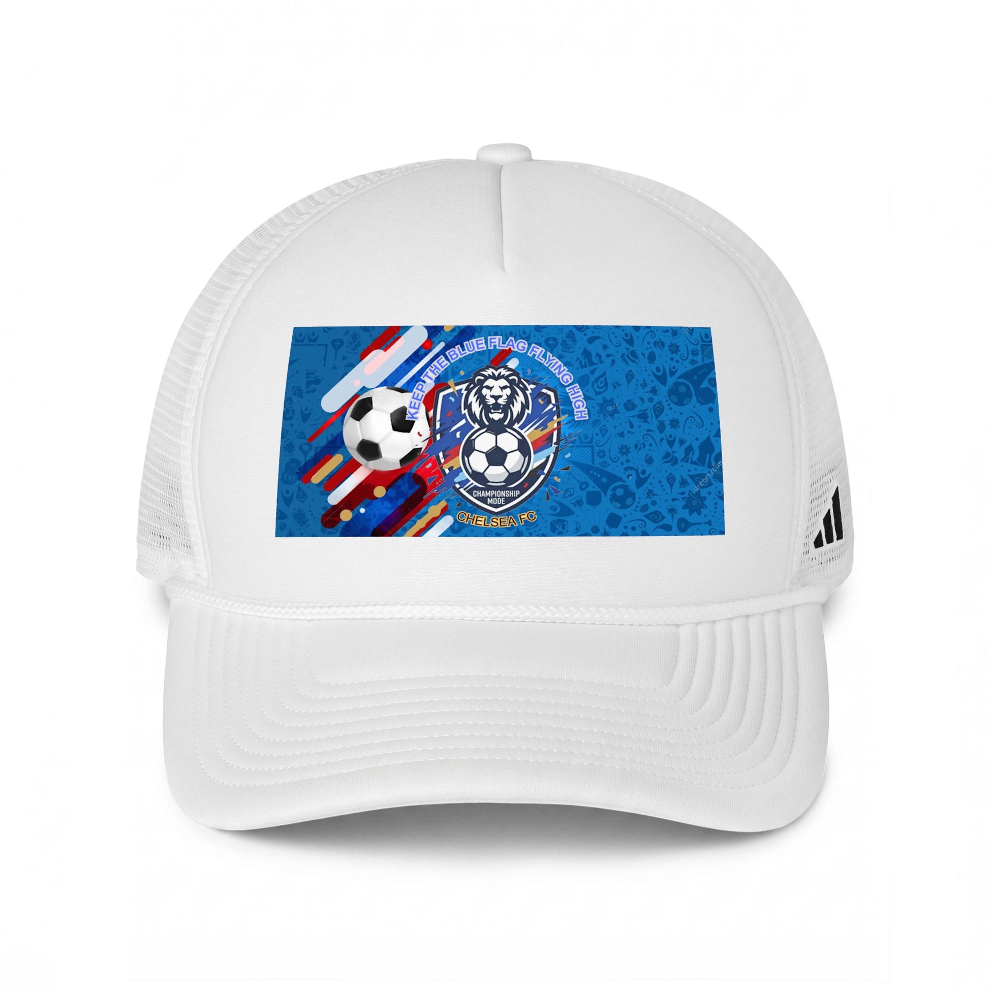 Adidas Soccer Crest Trucker Cap — Chelsea Fans Blue Graphic Design Cap - Trending Novelties & Gifts