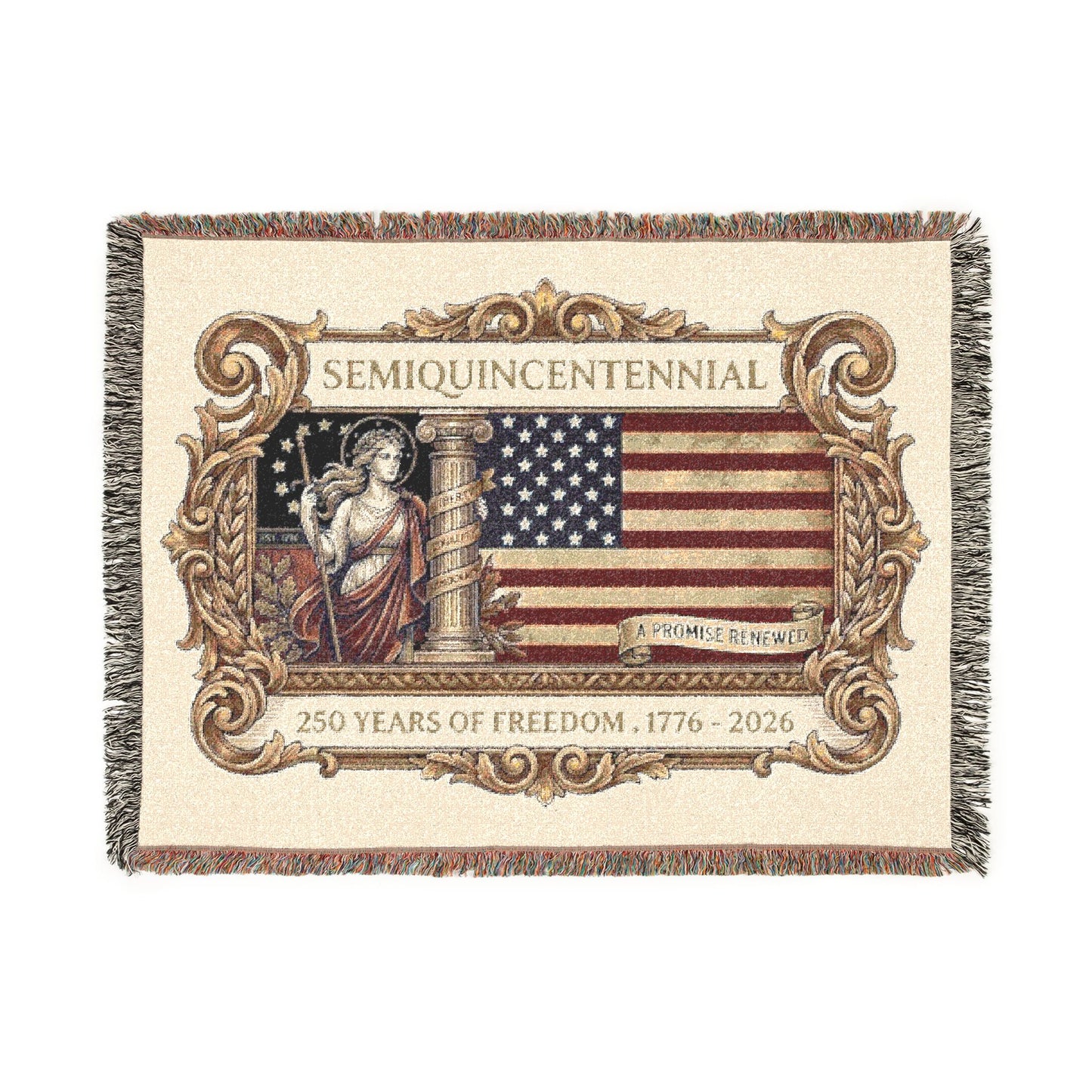 USA 250th ANNIVERSARY (SemiQuinCentennial) Woven Blanket – 250 Years of Freedom USA Flag Throw - Trending Novelties & Gifts