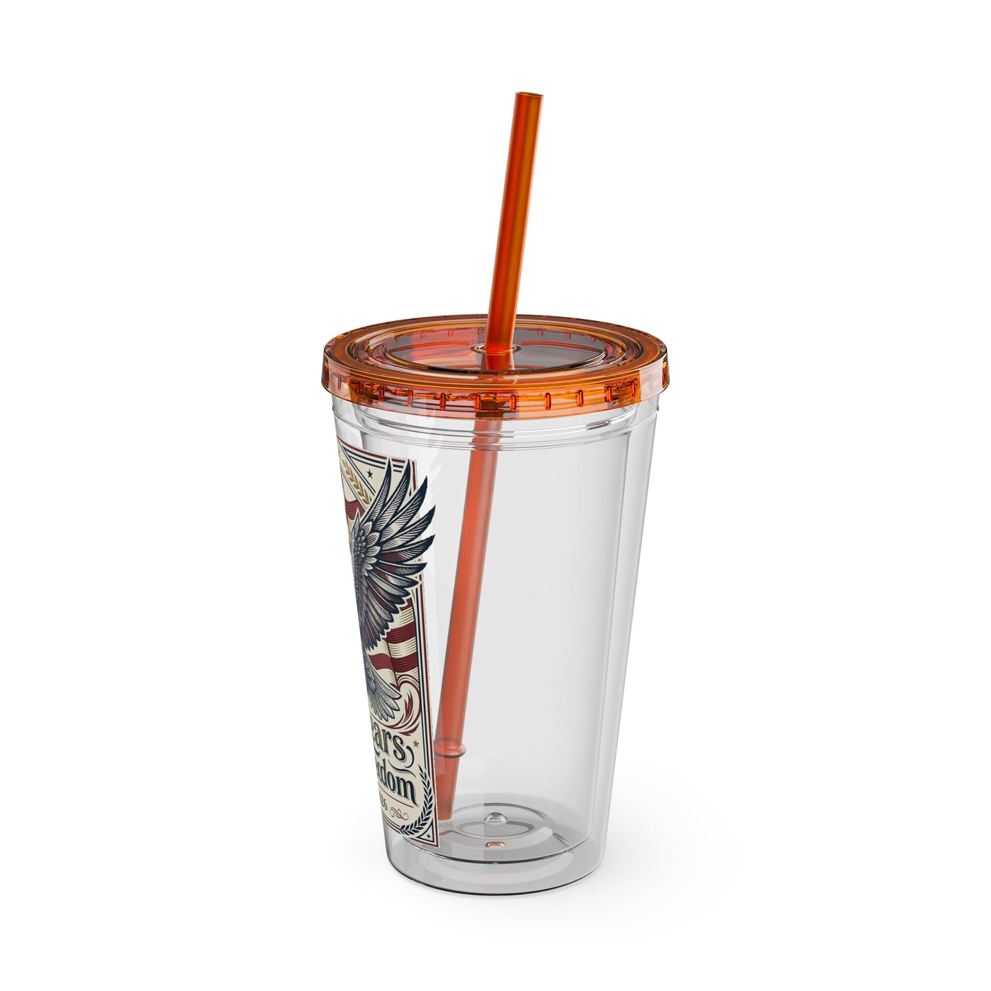 USA 250th ANNIVERSARY - Patriotic Eagle Tumbler 16oz – "250 Years of Freedom" USA Flag Straw Cup - Trending Novelties & Gifts