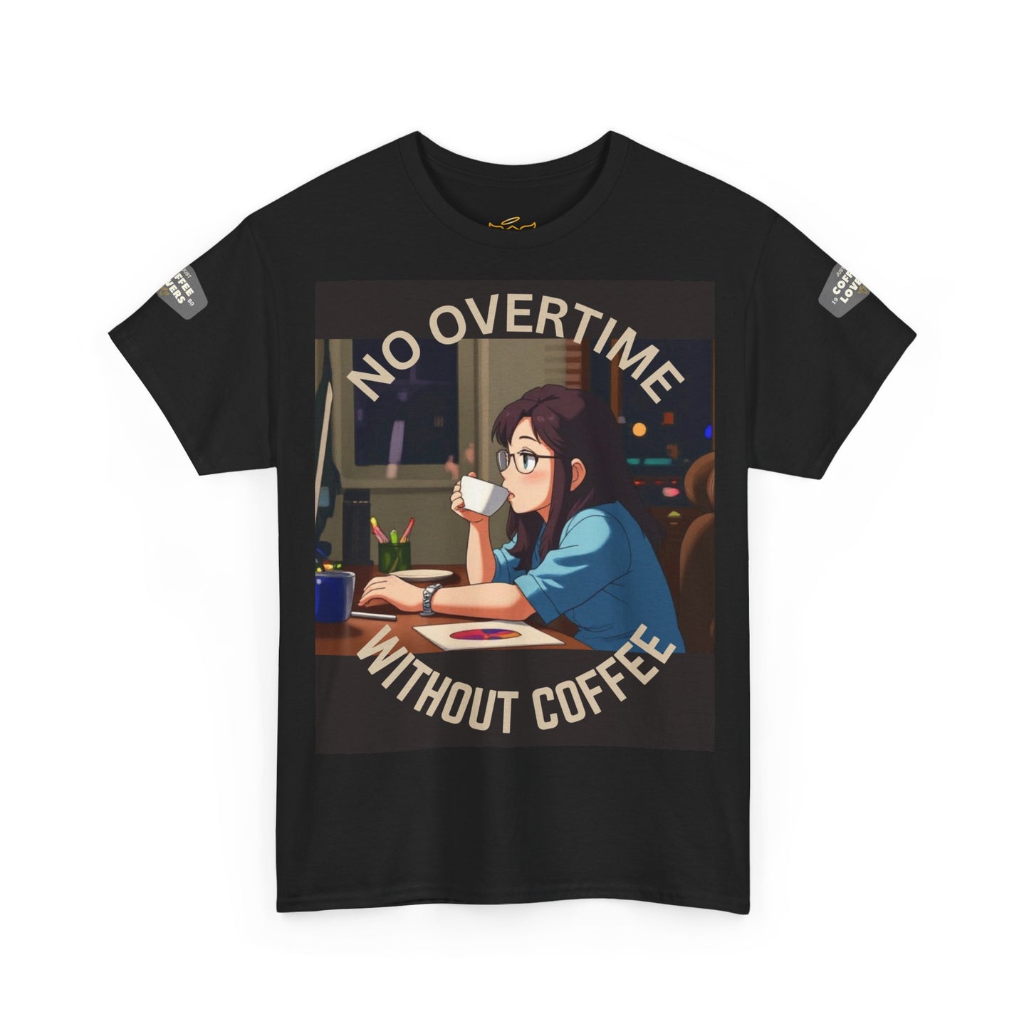 Coffee Lover's T-Shirt - 'No Overtime Without Coffee'