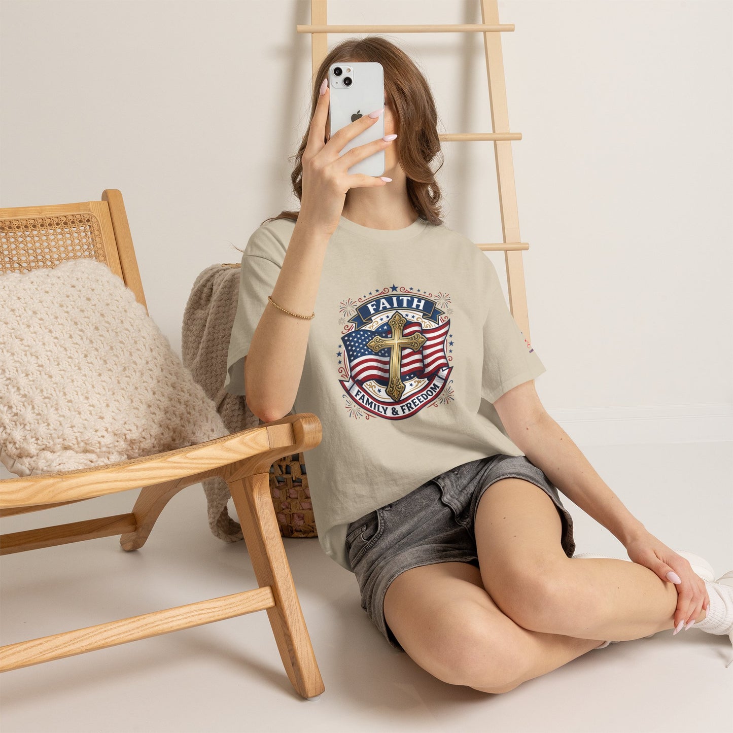 Faith, Family & Freedom Tee (USA 250th) — Patriotic Cross American Flag T-Shirt