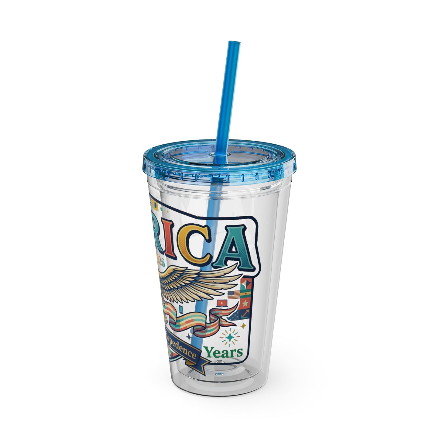 America 250 Years Eagle Tumbler with Straw |  USA 250th ANNIVERSARY Commemorative Drink Cup - Trending Novelties & Gifts