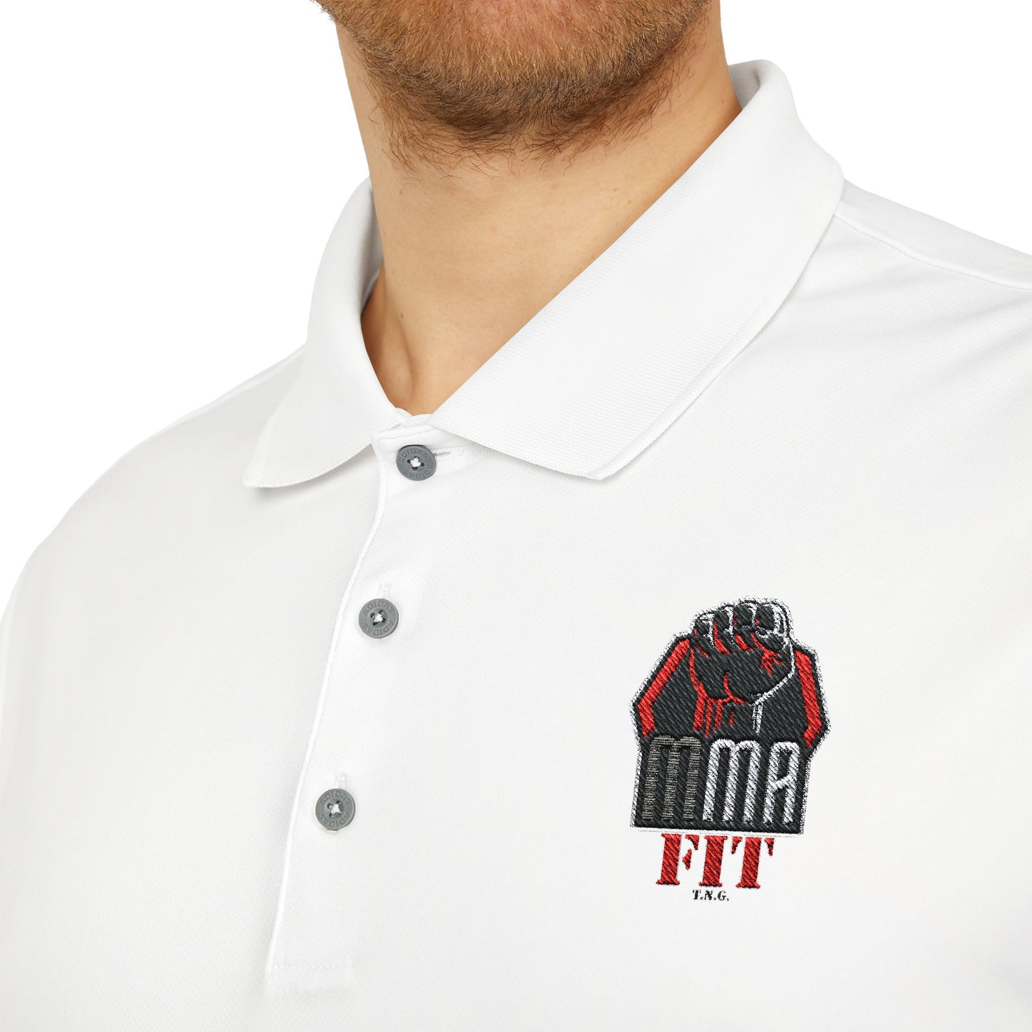 Adidas Sports Polo Shirt Unisex with Embroidered MMA Insignia, Adidas polo shirt, polo shirt MMA logo design,