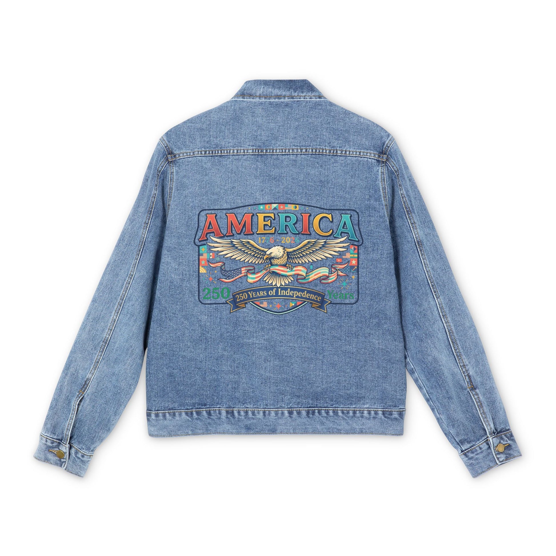 USA 250th ANNIVERSARY Men's Denim Jacket | Vintage America's  250 Years ANNIVERSARY Eagle Patch Jacket - Trending Novelties & Gifts