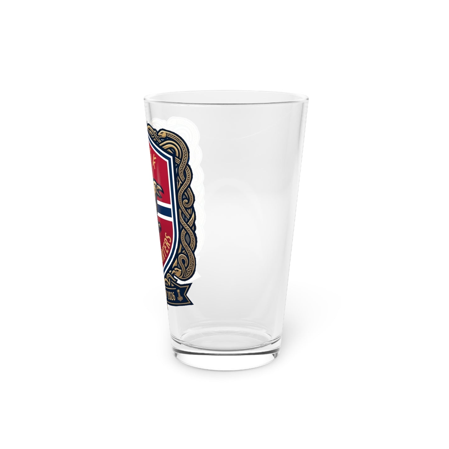 Viking Soccer Fans 16oz Pint Glass — FIFA World Cup 2026 Norway Crest