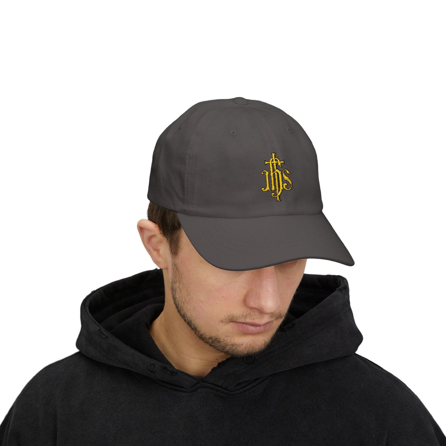 Dad Cap — Embroidered Catholic IHS Monogram Baseball Cap (EM)