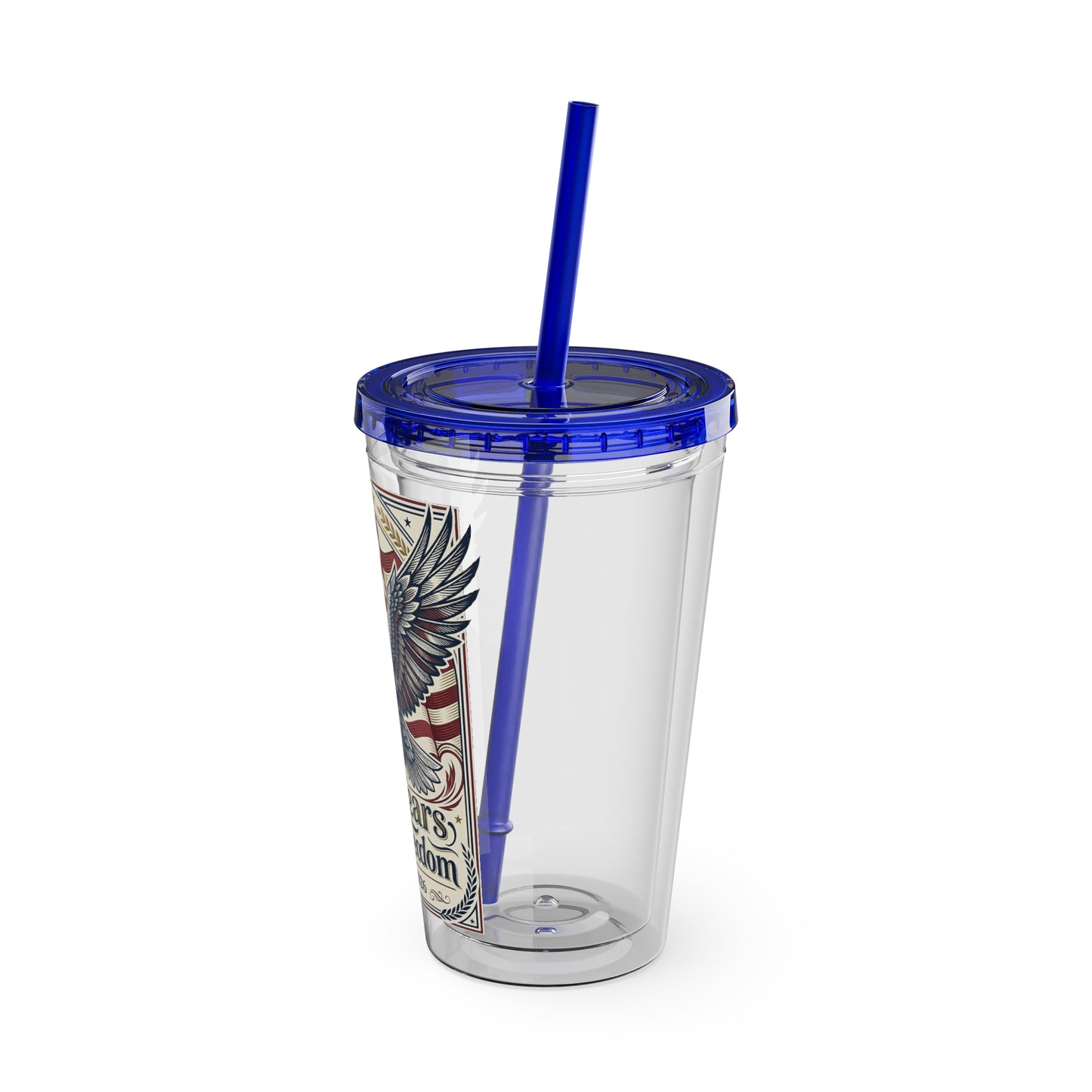 USA 250th ANNIVERSARY - Patriotic Eagle Tumbler 16oz – "250 Years of Freedom" USA Flag Straw Cup - Trending Novelties & Gifts