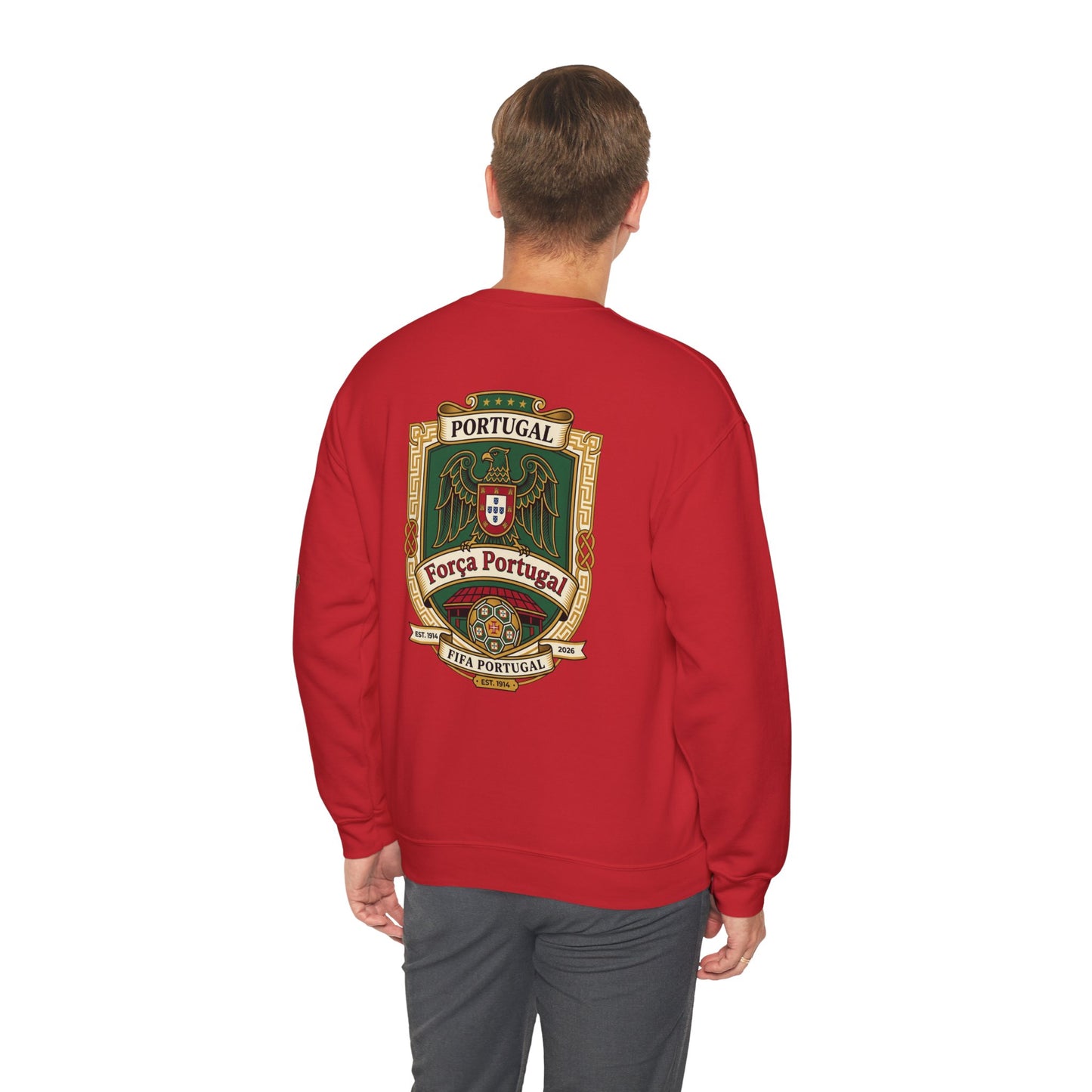 Portugal Soccer Fan Unisex Heavy Blend™ Crewneck Sweatshirt - Classic Portugal Soccer Crest Design Sweatshirt