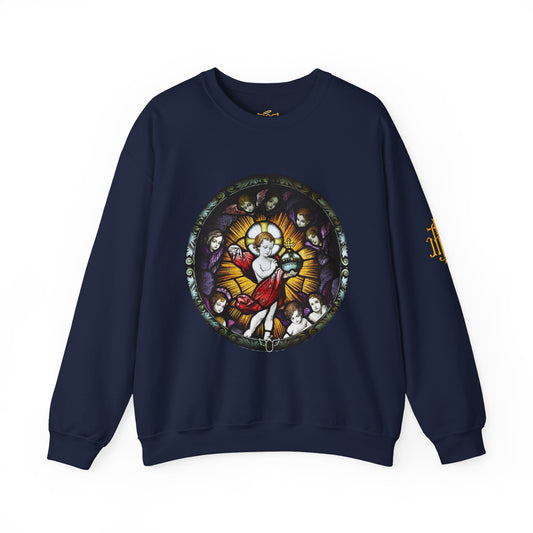 Catholic Stained Glass Designed Baby Jesus  Sweatshirt (CT)