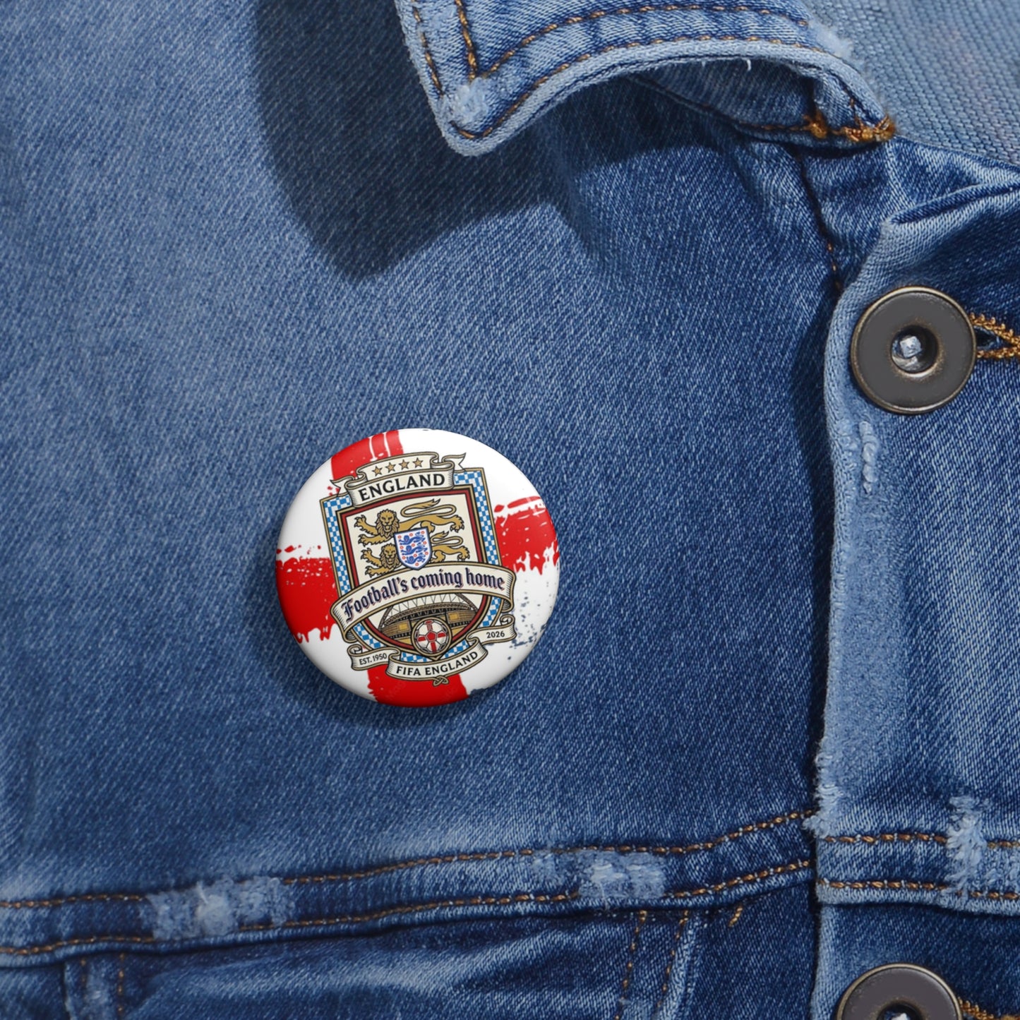 England Football Crest Pin Button — St. George’s Cross Soccer Badge