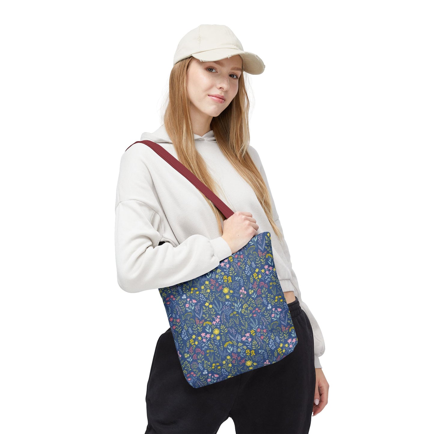 Wildflower Meadow Tote Bag — Blue Floral All-Over Print Eco Tote (summer)