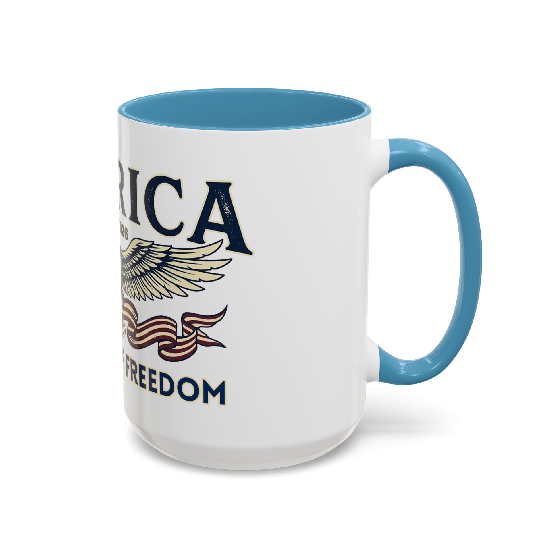 USA 250th ANNIVERSARY Accent Mug  | America  Eagle Coffee Mug — 250 Years of Freedom Accent Mug (11/15oz) - Trending Novelties & Gifts