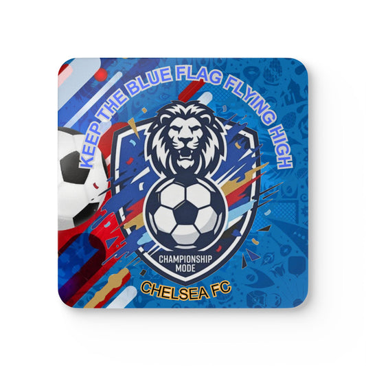 Soccer Lion Cork Coaster Set — “Keep The Blue Flag Flying High” Chelsea FC Style Coasters