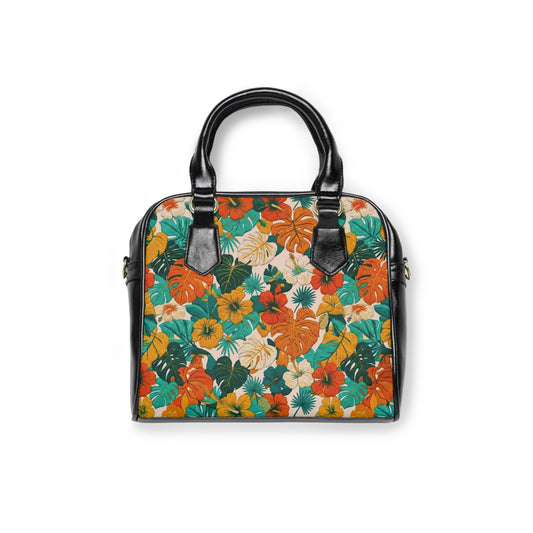 Floral Vintage Shoulder Handbag – Orange & Teal  Summer Tropical Purse - Trending Novelties & Gifts