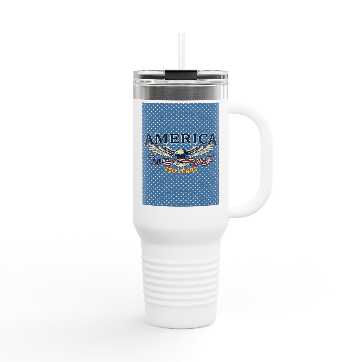 USA 250th ANNIVERSARY 40oz Insulated Travel Mug — 'America' Eagle Patriotic Drink Tumbler - Trending Novelties & Gifts