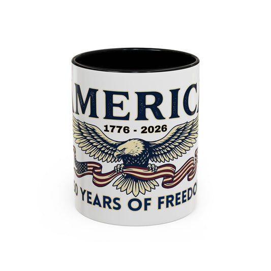 USA 250th ANNIVERSARY Accent Mug  | America  Eagle Coffee Mug — 250 Years of Freedom Accent Mug (11/15oz) - Trending Novelties & Gifts