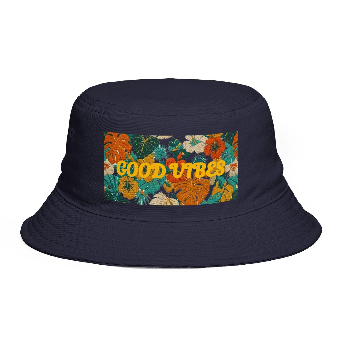 Summer Bucket Hat — 'Good Vibes' Floral Bucket Hat, Retro Tropical Sun Hat for Beach, Festival & Summer - Trending Novelties & Gifts