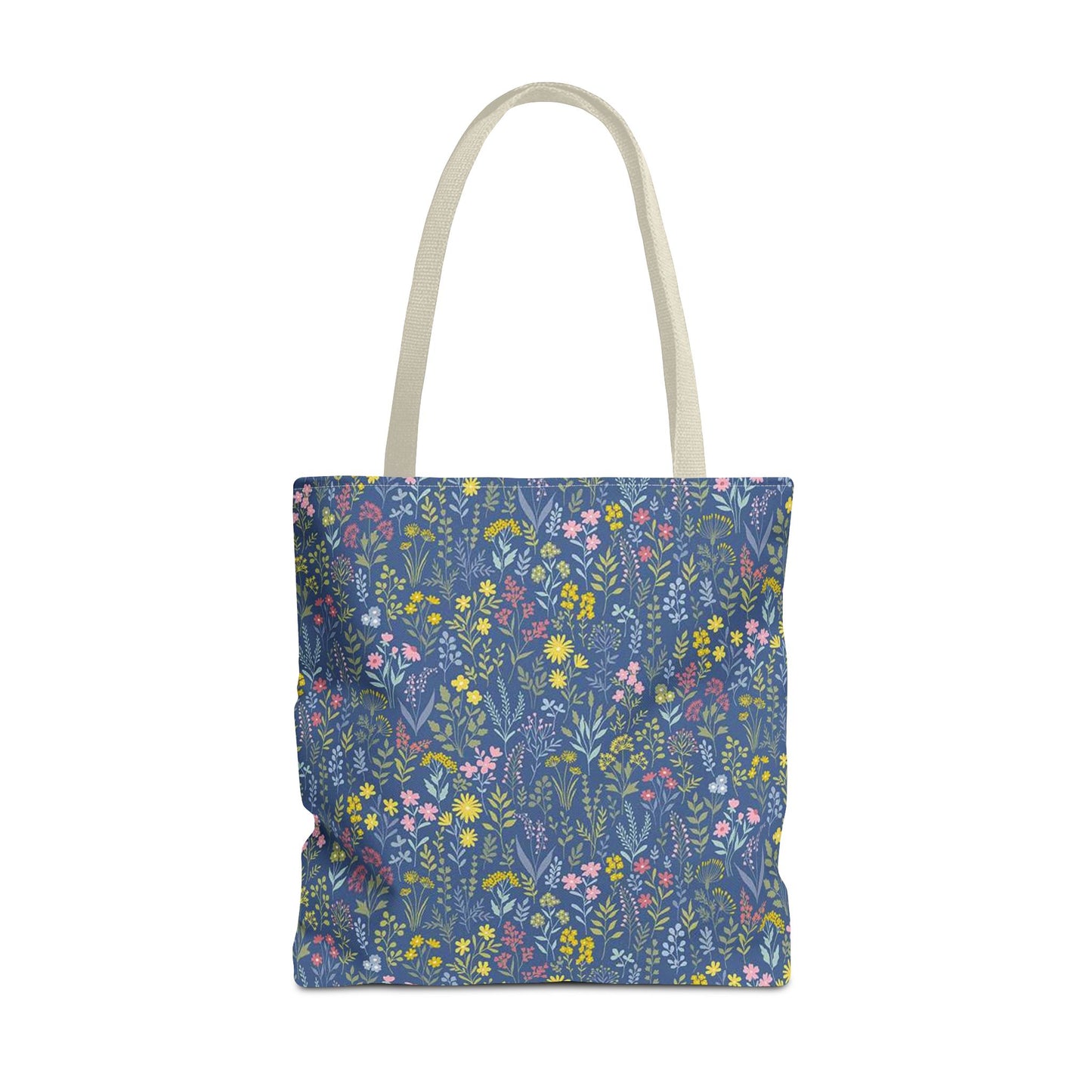 Wildflower Meadow Tote Bag — Blue Floral All-Over Print Eco Tote (summer)