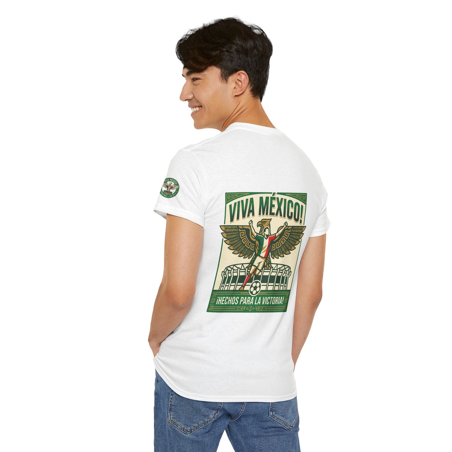 Viva México Soccer Tee — Patriotic Mexican Eagle Design (Hechos Para la Victoria)