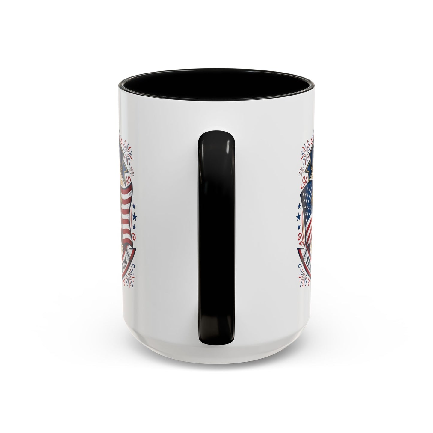 Faith, Family & Freedom Accent Coffee Mug — Patriotic Cross Mug  (USA 250th)