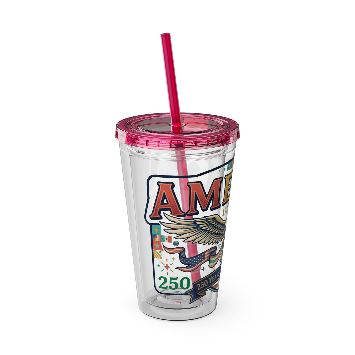 America 250 Years Eagle Tumbler with Straw |  USA 250th ANNIVERSARY Commemorative Drink Cup - Trending Novelties & Gifts