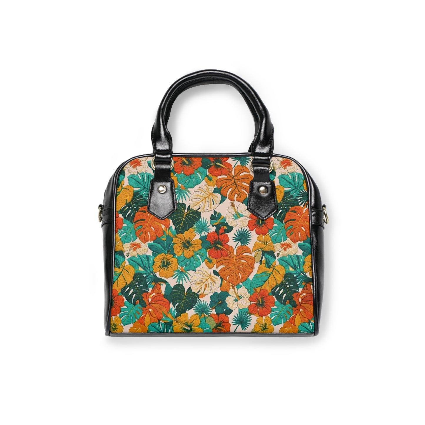 Floral Vintage Shoulder Handbag – Orange & Teal  Summer Tropical Purse - Trending Novelties & Gifts