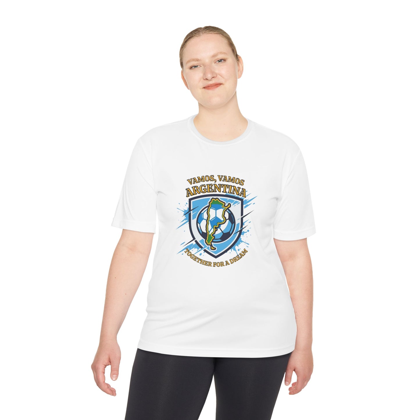 Argentina Soccer Shield Tee — "Vamos, Vamos Argentina" Football Shirt | Moisture-wicking tee - Trending Novelties & Gifts