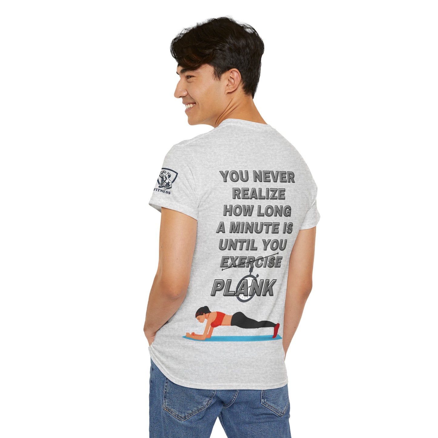 Plank Fitness Quotes Cotton T-shirt. FQT
