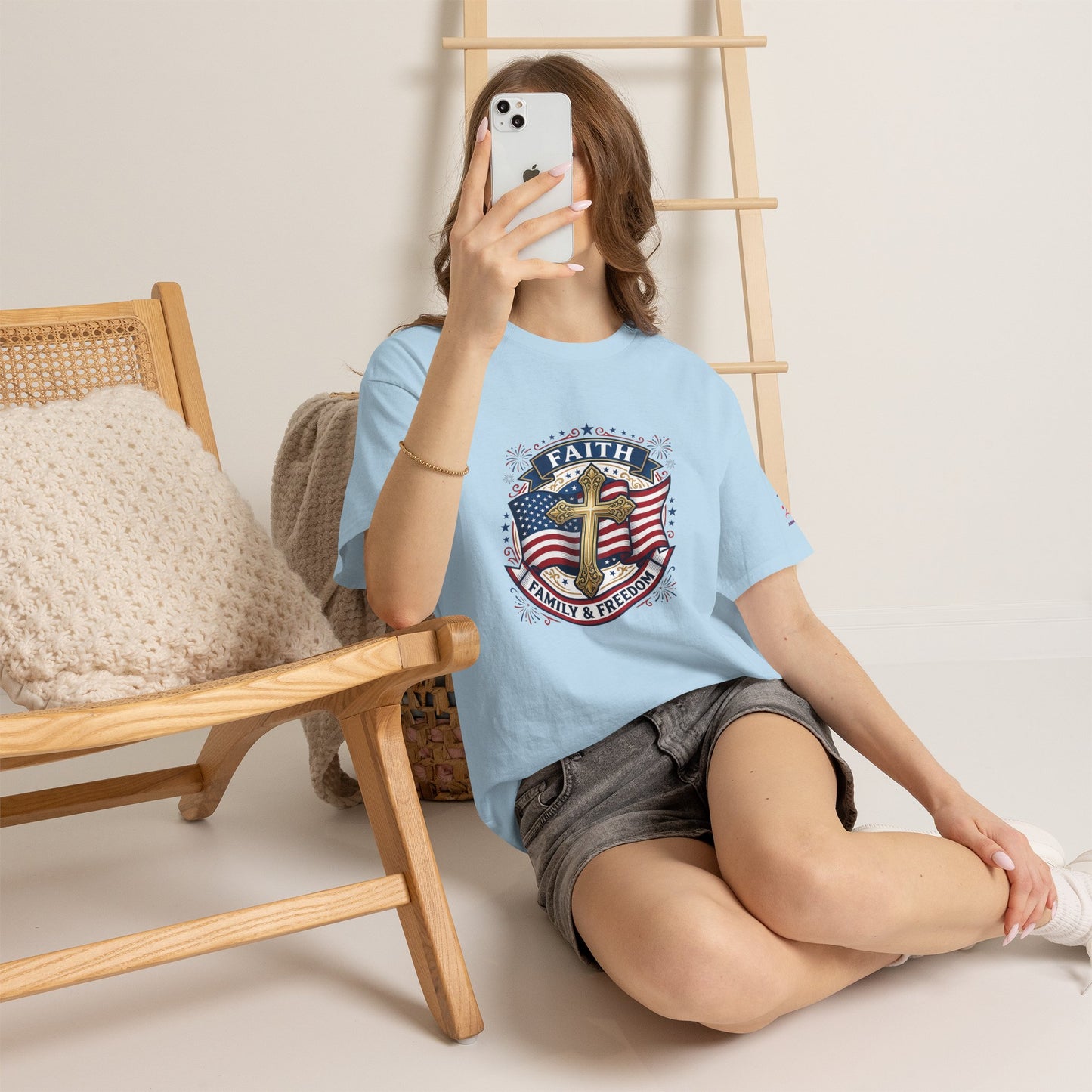 Faith, Family & Freedom Tee (USA 250th) — Patriotic Cross American Flag T-Shirt