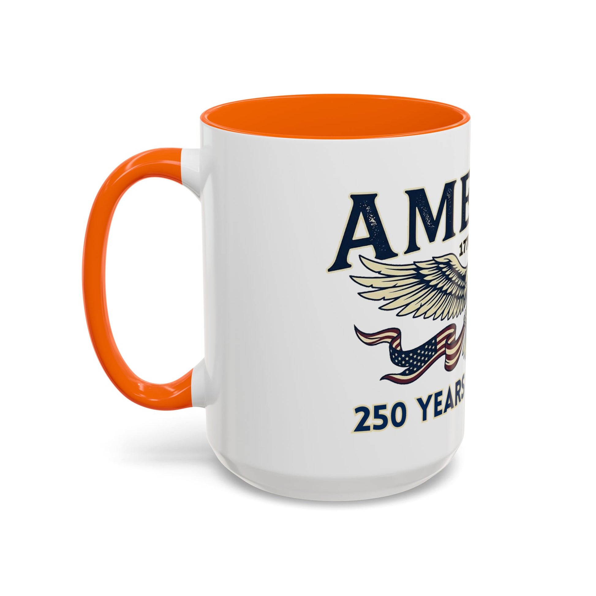 USA 250th ANNIVERSARY Accent Mug  | America  Eagle Coffee Mug — 250 Years of Freedom Accent Mug (11/15oz) - Trending Novelties & Gifts