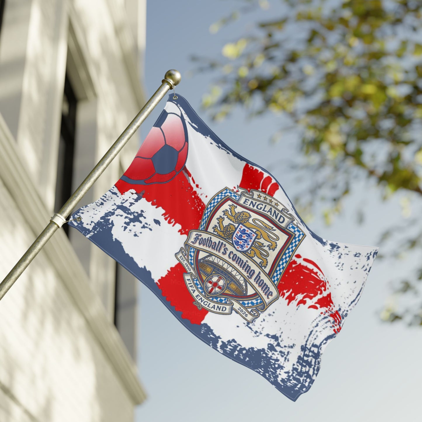 England Football Flag – 'Football's Coming Home' Soccer Fan Banner