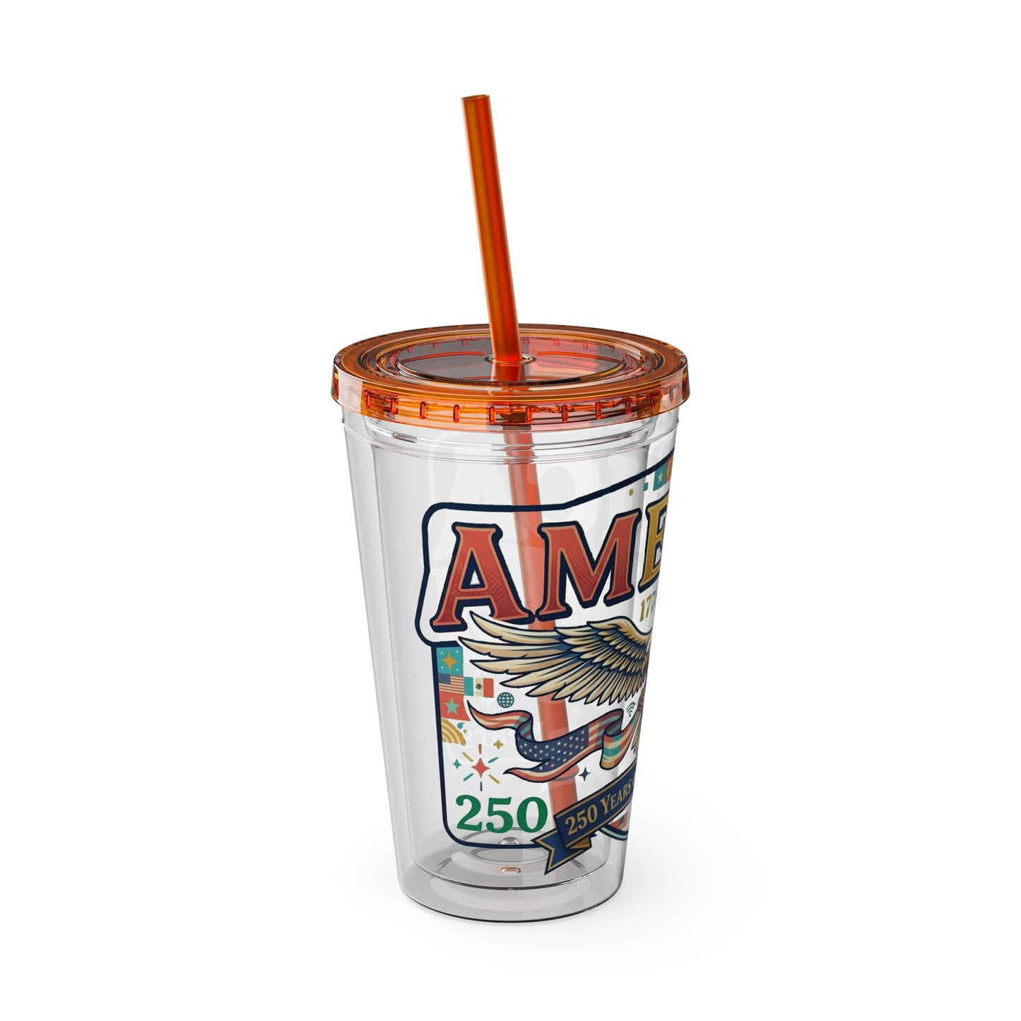 America 250 Years Eagle Tumbler with Straw |  USA 250th ANNIVERSARY Commemorative Drink Cup - Trending Novelties & Gifts