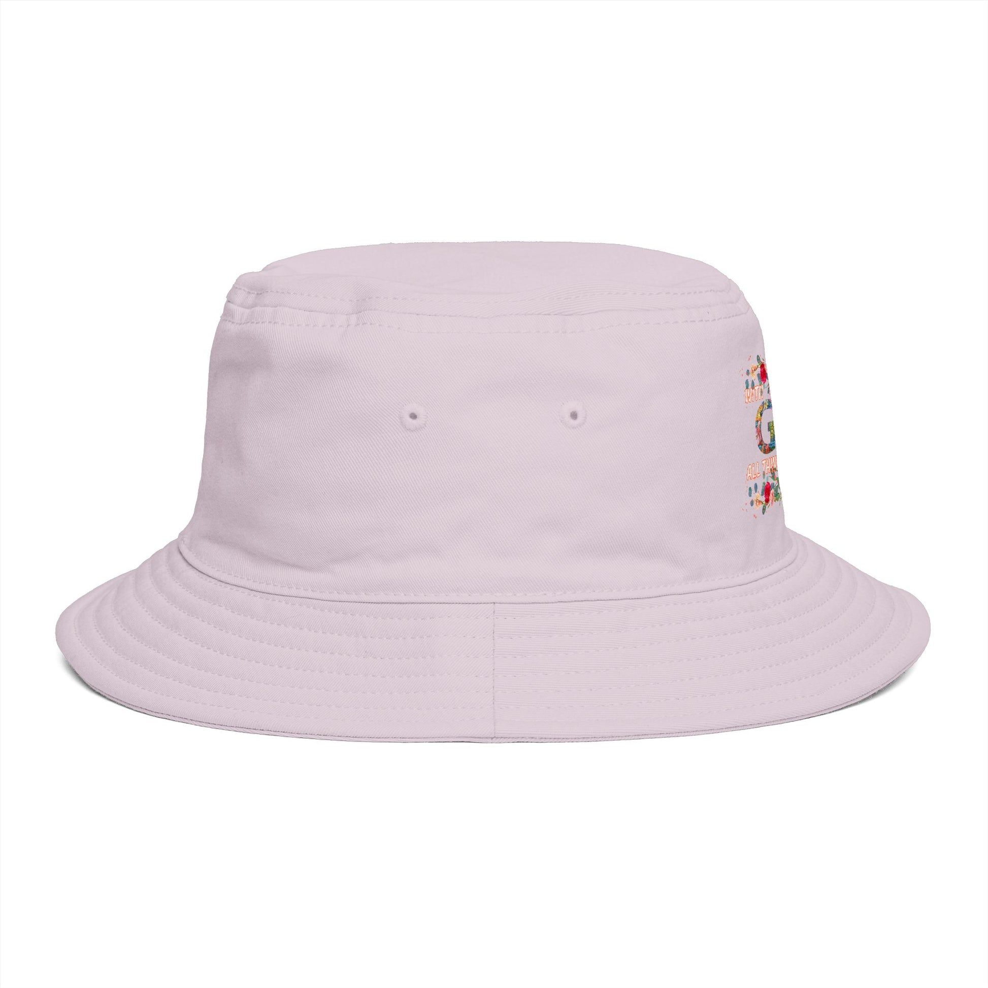 Floral Bucket Hat - With GOD all things are possible. Summer Hat - Trending Novelties & Gifts