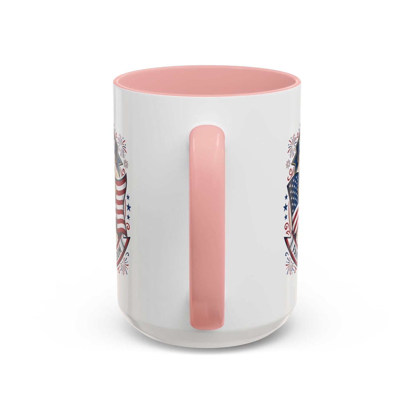 Faith, Family & Freedom Accent Coffee Mug — Patriotic Cross Mug  (USA 250th)