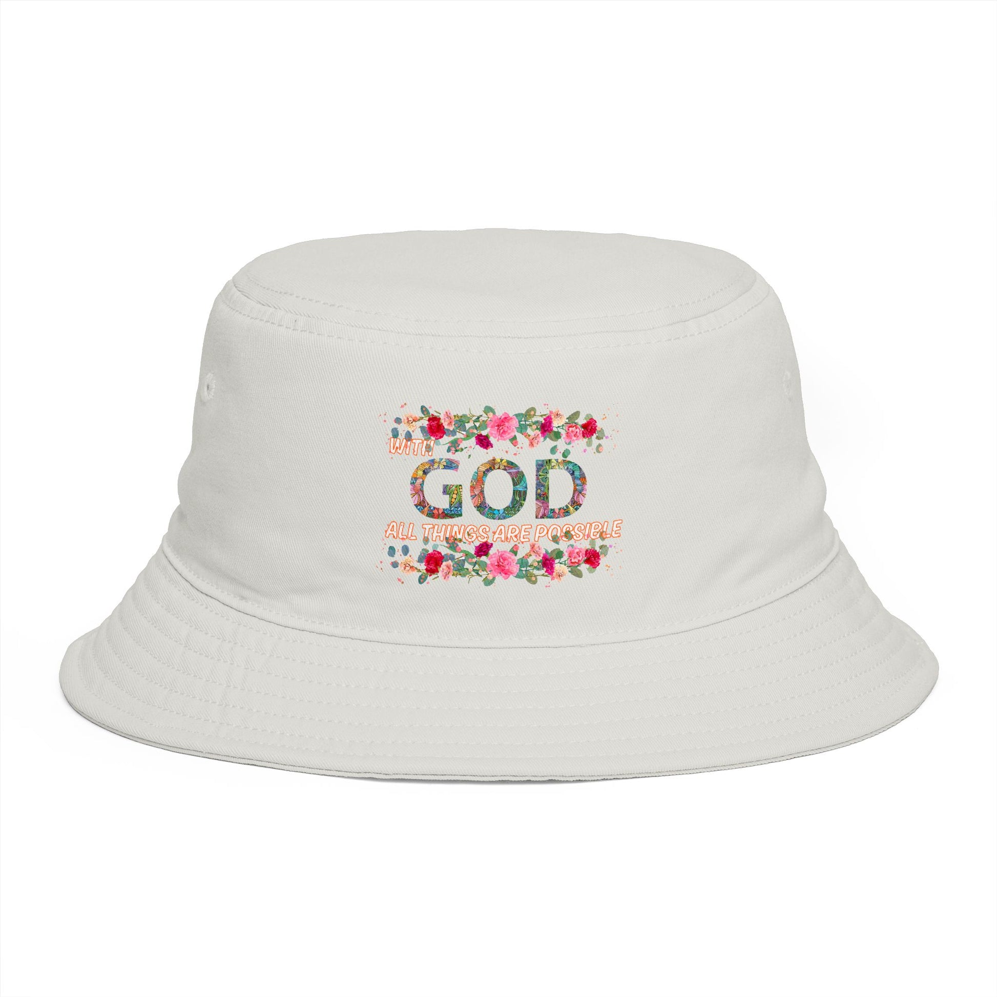 Floral Bucket Hat - With GOD all things are possible. Summer Hat - Trending Novelties & Gifts