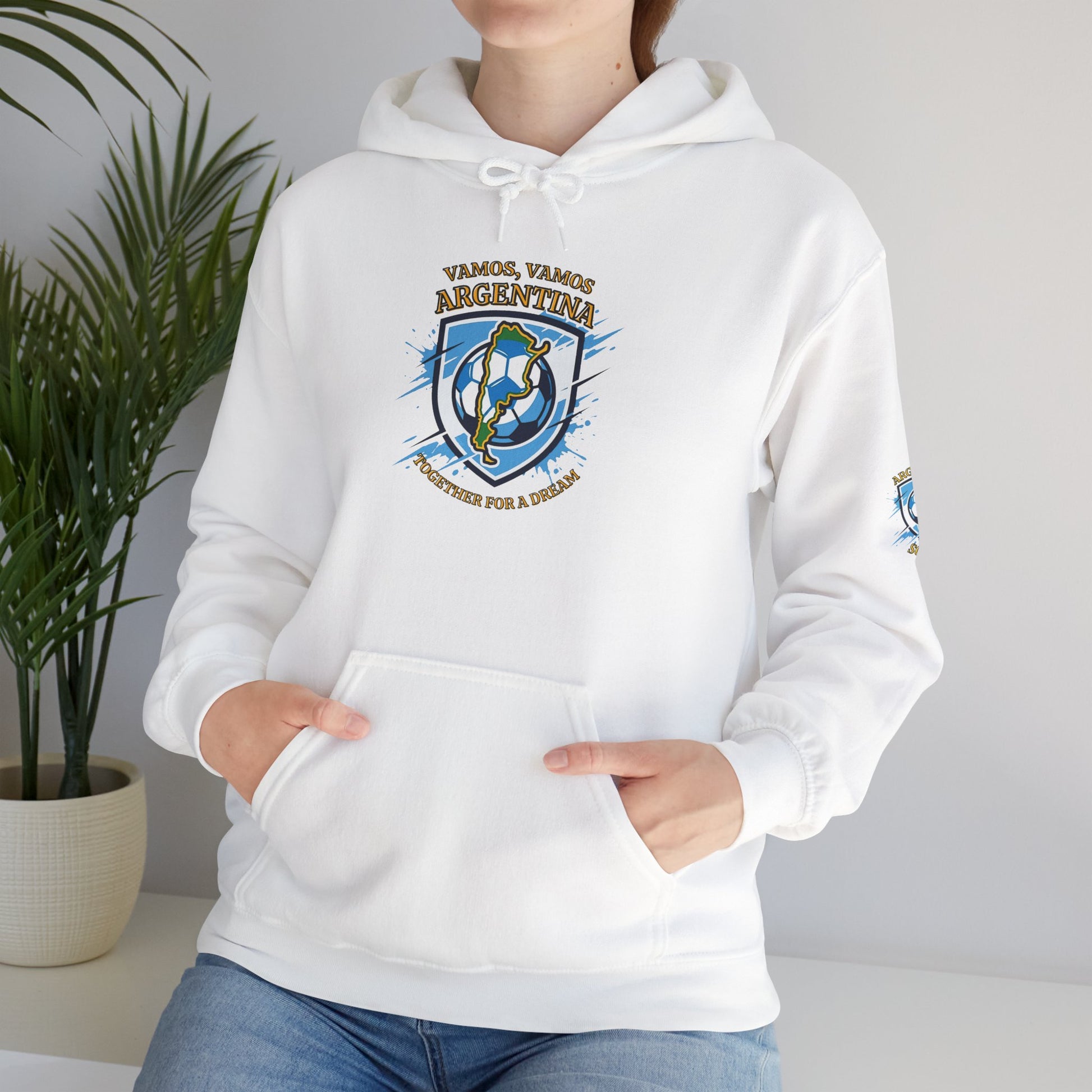 Argentina Soccer Hoodie – Vamos Argentina Crest "Together for a Dream" Fan Hoodie - Trending Novelties & Gifts
