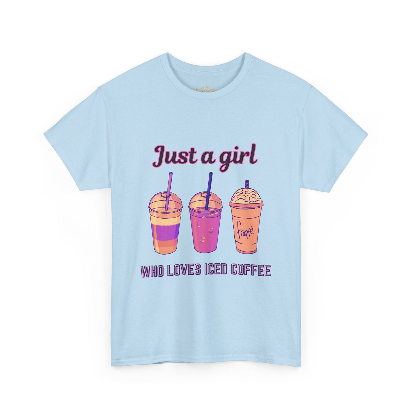 Coffee Lover Cotton Tee - Just a Girl Who Loves Iced Coffee